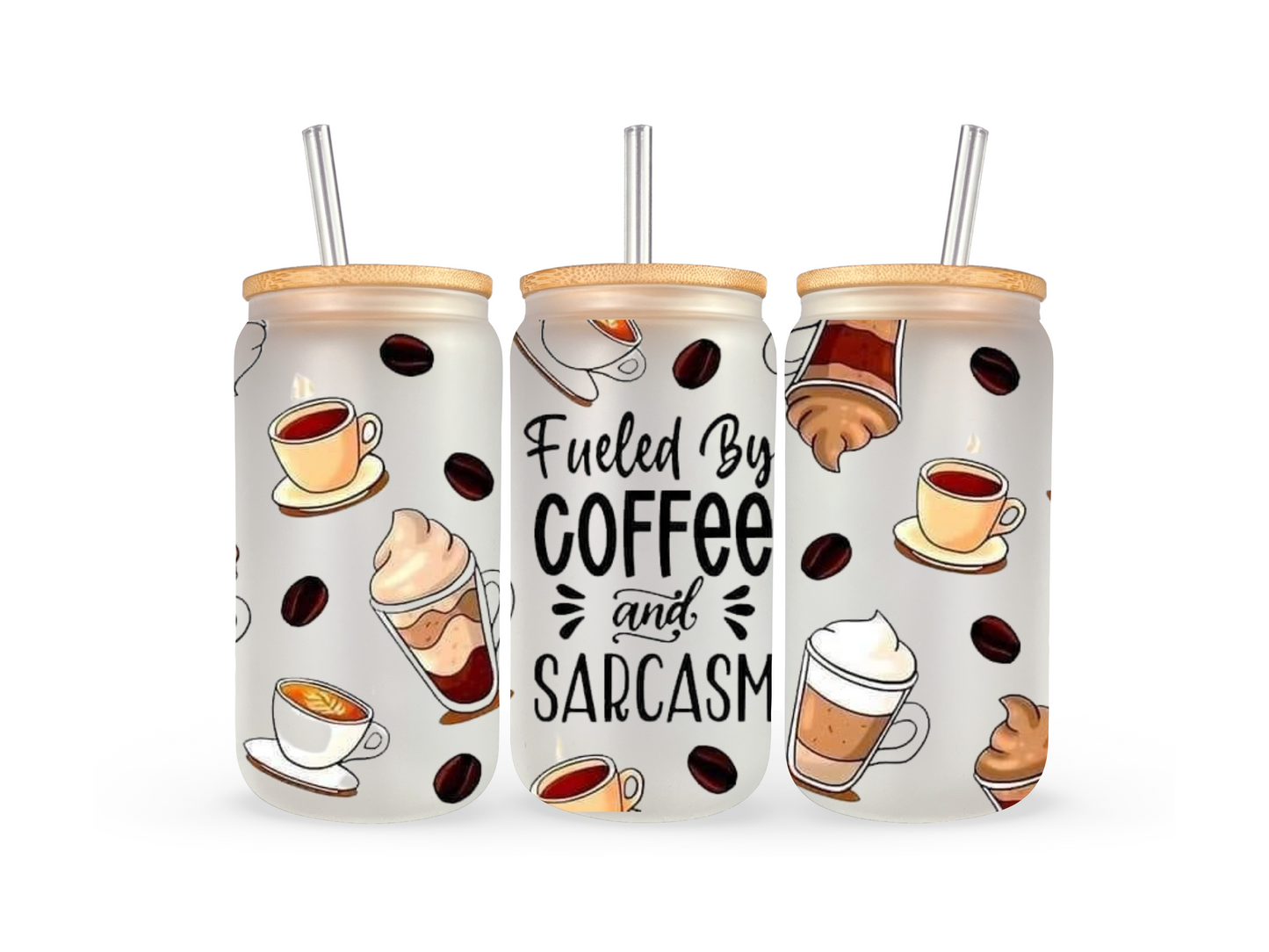 16oz fueled by coffee Libby glass