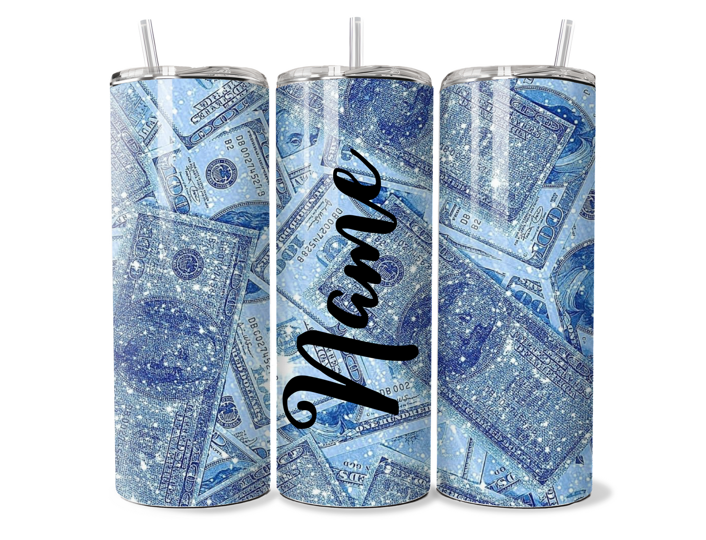 20oz blue money tumbler