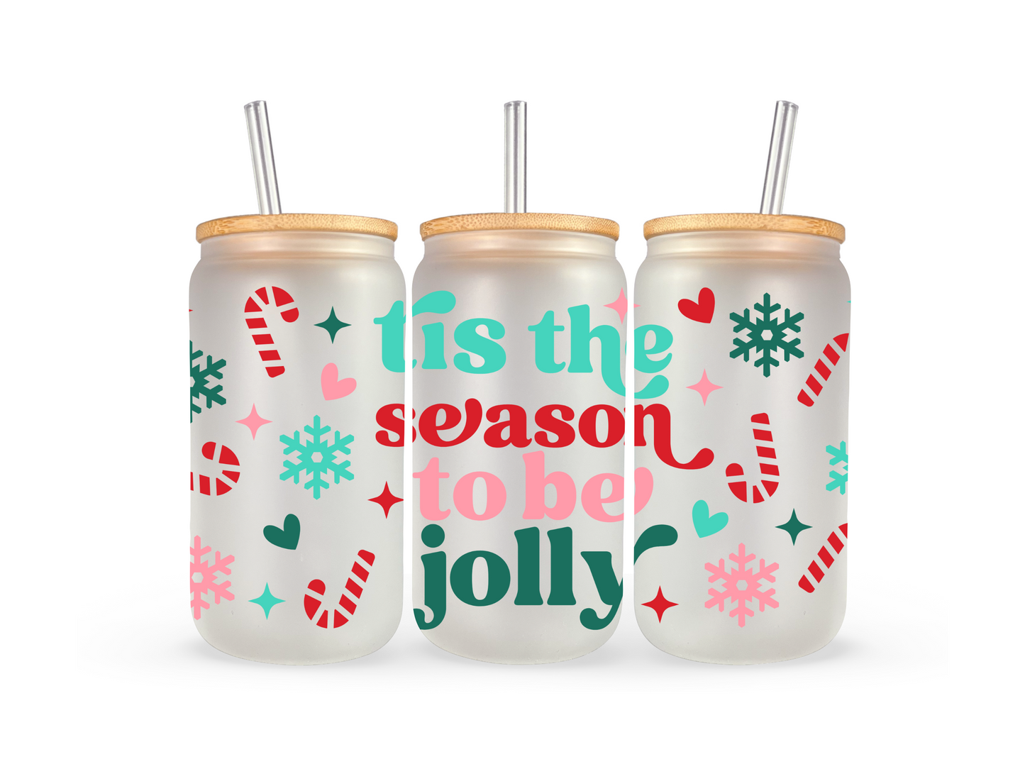 16oz tis the season Libby glass can