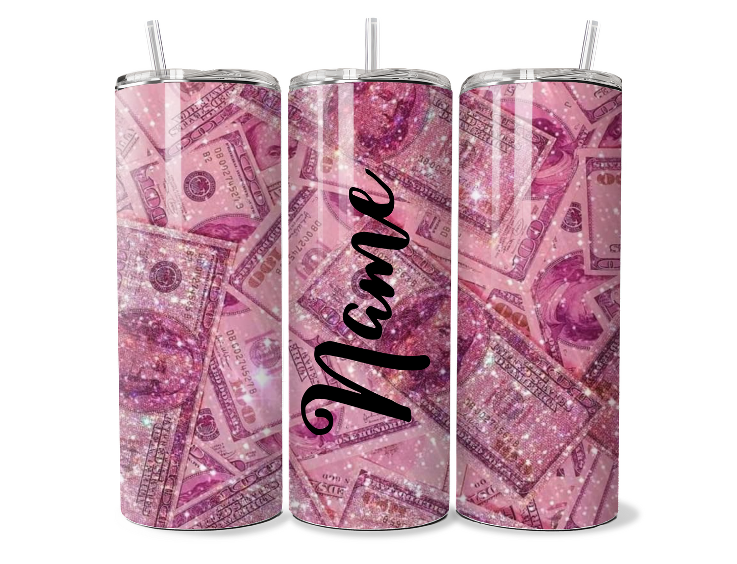 20oz pink money tumbler