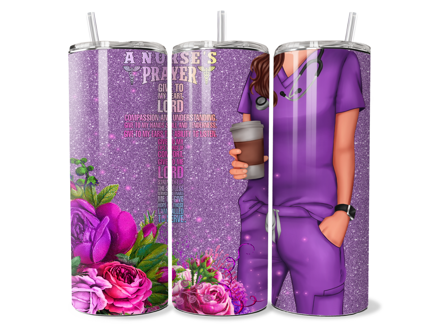 20oz nurse prayer purple brunette 