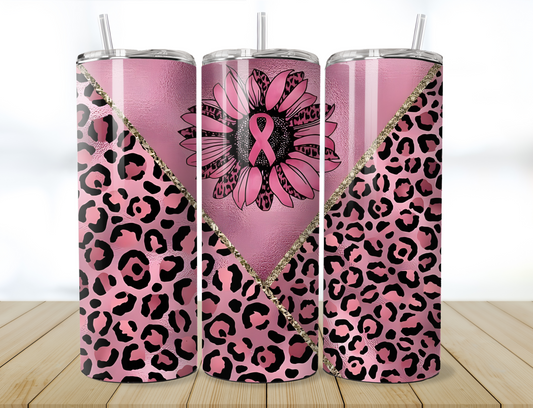 20oz leopard print breast cancer awareness tumbler