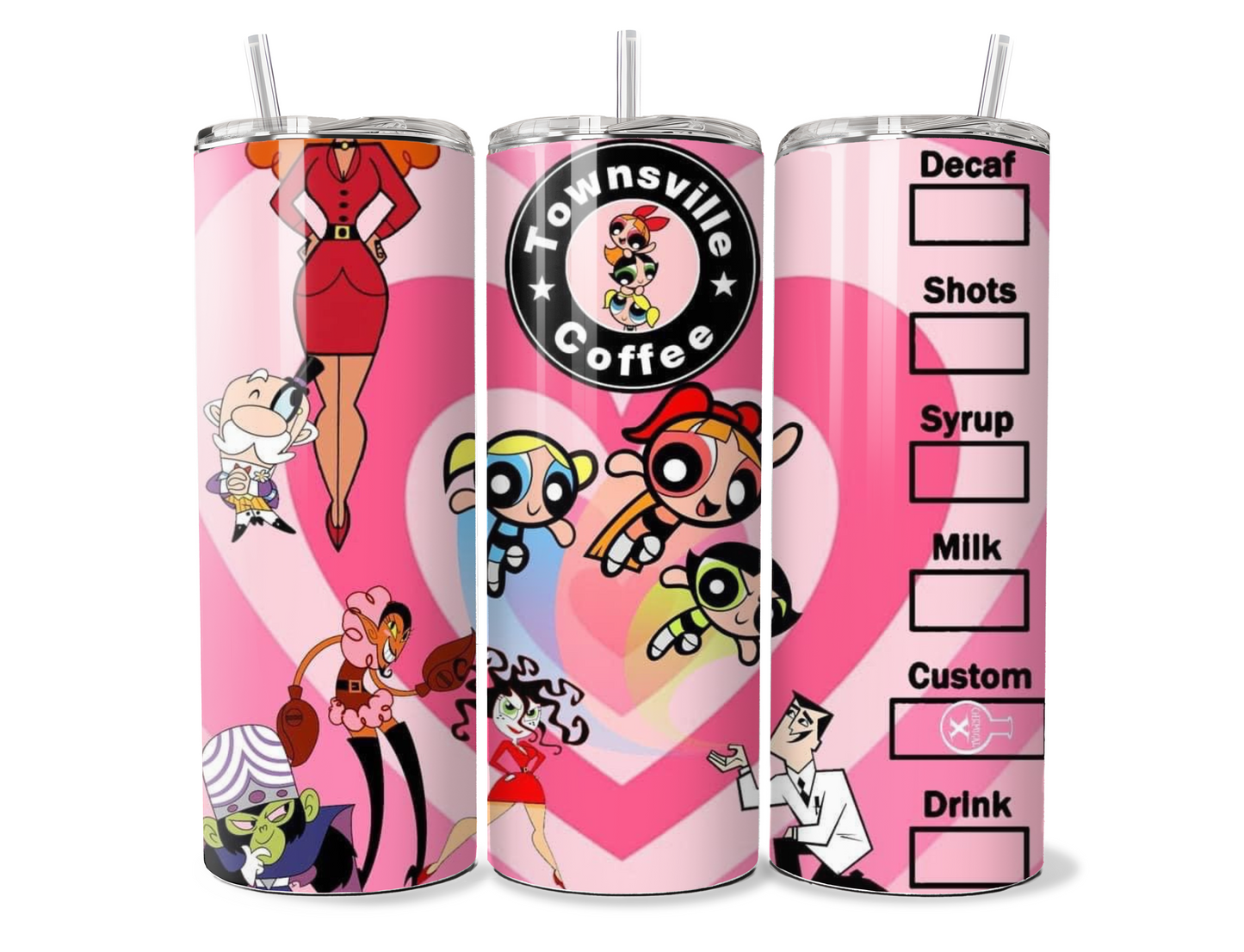 20oz power puff girls starbies tumbler