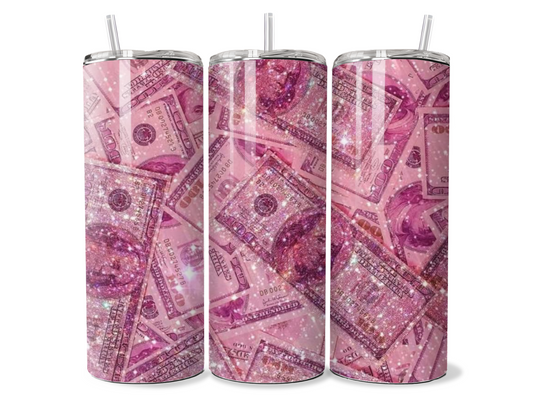 20oz pink money tumbler