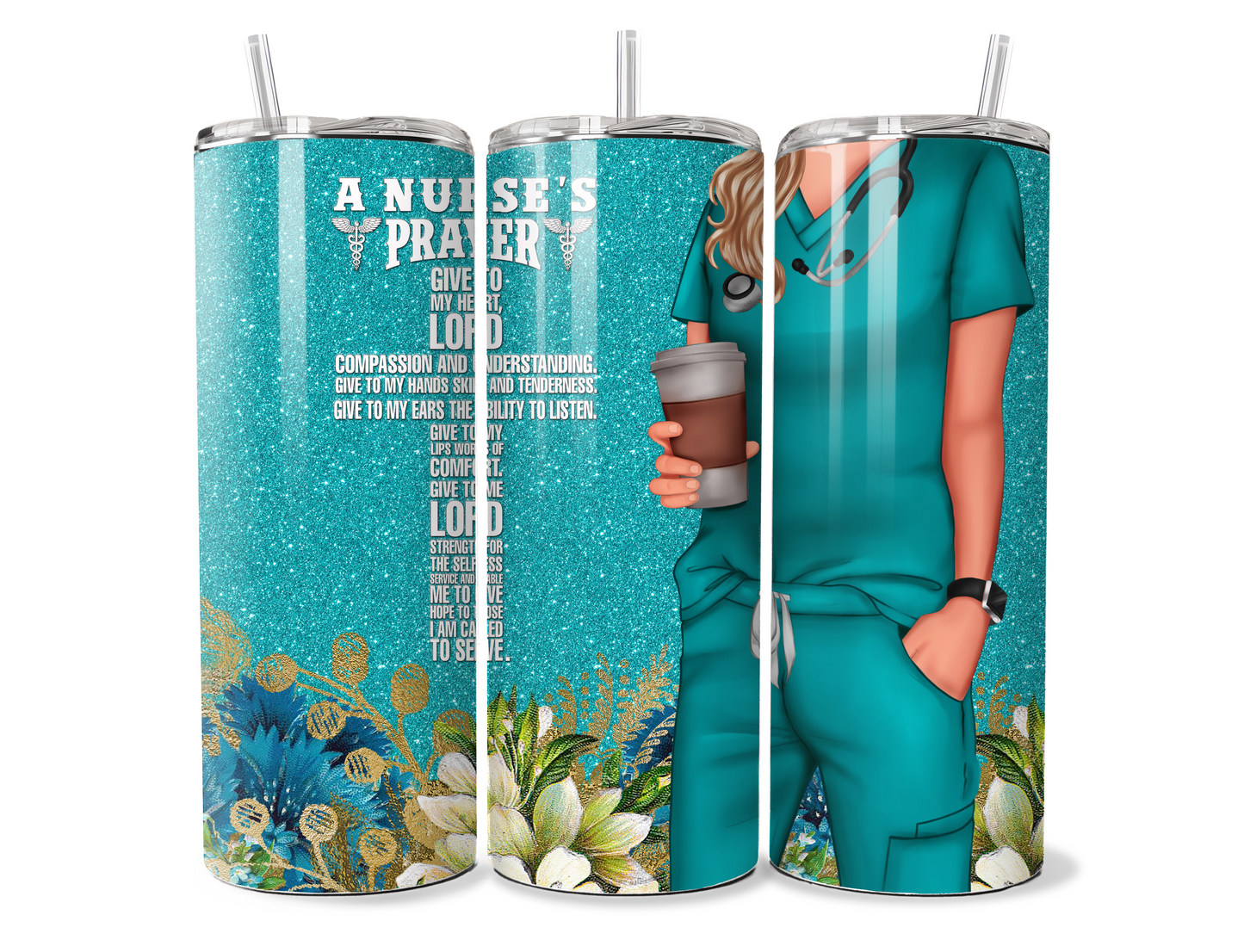 20oz nurse prayer blonde tumbler