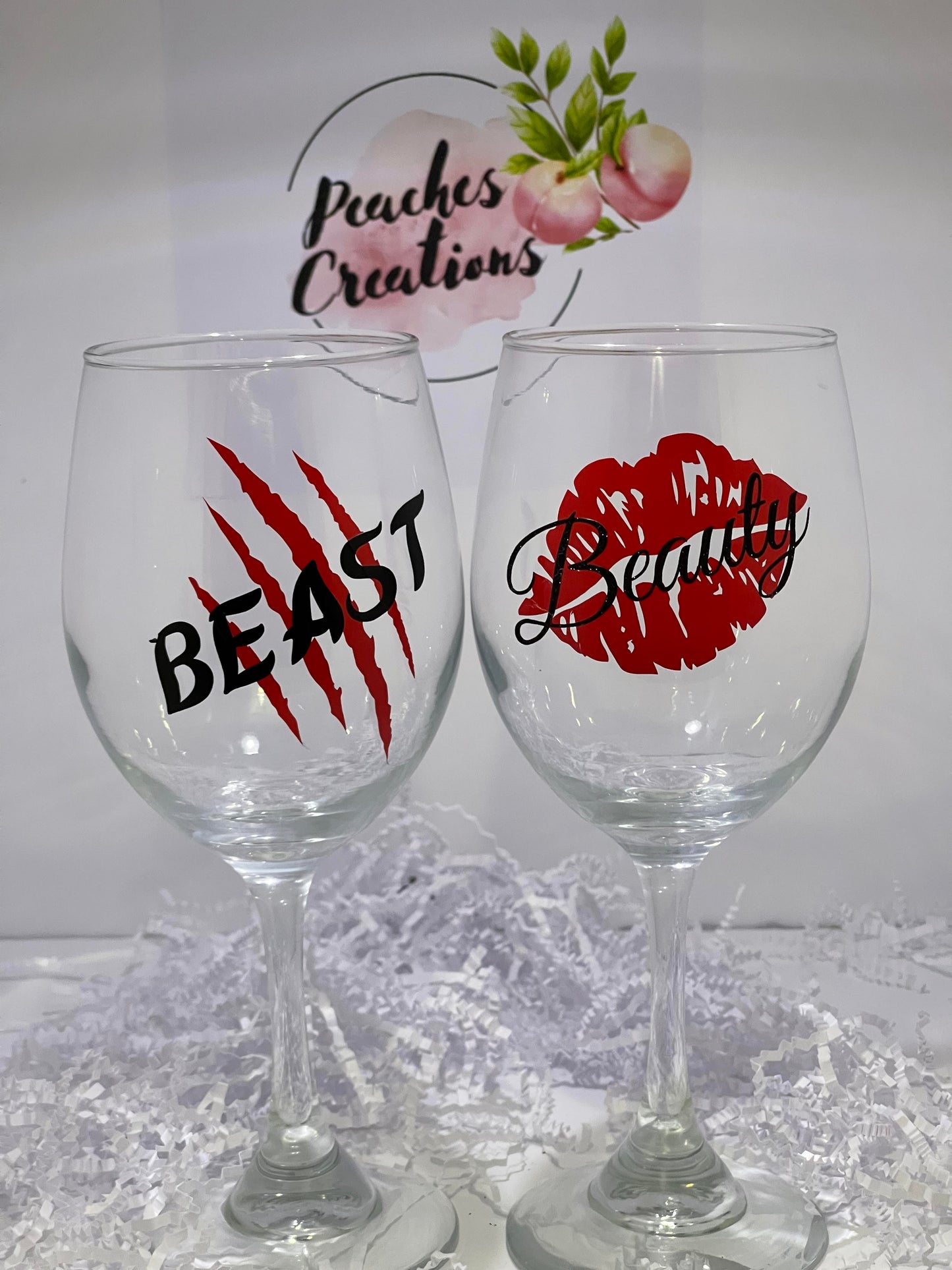 beauty and beast wine glass set